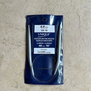 UNIQUE Brand Circular Knitting Needles US size 10 (6 mm) 40 cm length